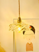 Suspension ou Baladeuse - Cloé - Globe en verre torsadé avec câble en coton rond